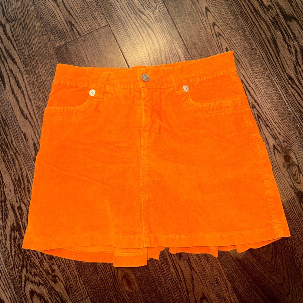 Versace Jeans Collection Orange Corduroy Mini Skirt